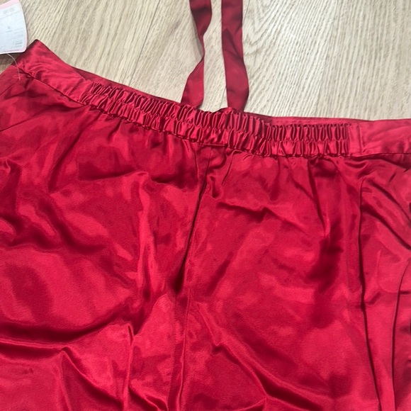 Vibrant Red Silk Pajama Pants and Button Down Shirt - Picture 8 of 10